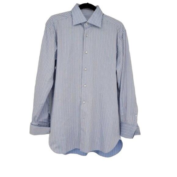 Eremenegildo Zegna Regular Fit Striped Button Down Dress Shirt Size 39/15.5 - Picture 1 of 6